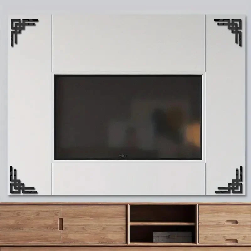 cadres decoratifs adhésifs modernes marbre géométriques téléviseur blanc noir gris