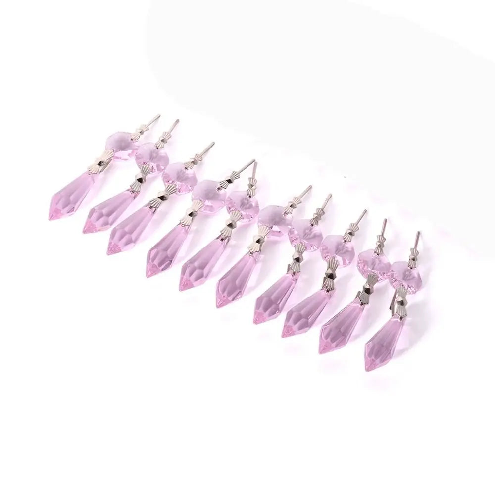 boucles d'oreilles violet clair cristal faceté classique oreillettes