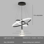 lampe suspendue moderne scandinave anneau métallique noir blanc doré salon chambre