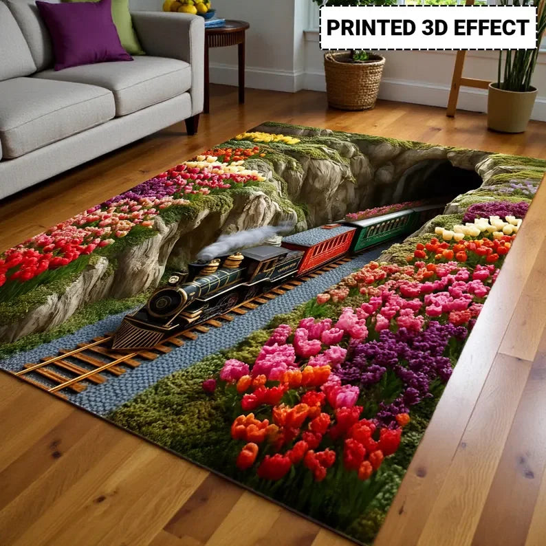 tapis moderne floral animal abstrait vert rose bleu beige noir blanc polypropylène polyester rectangle