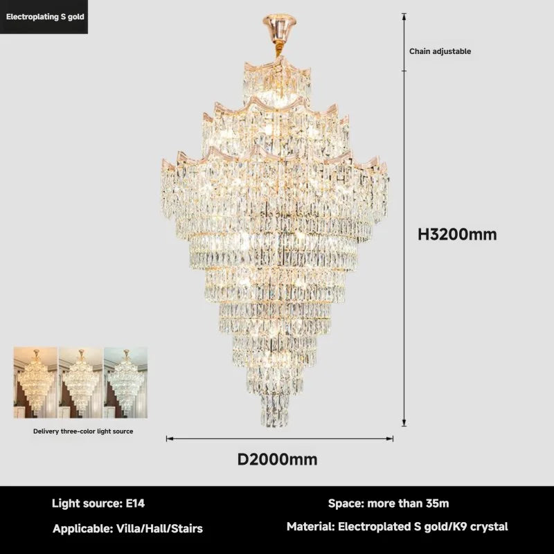 lustre cristal moderne salon doré transparent élégant haute led semi encastrée