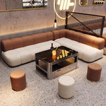canapé d'angle moderne marron clair cuir tabourets salon minimaliste 1.2m 1.4m 1.6m