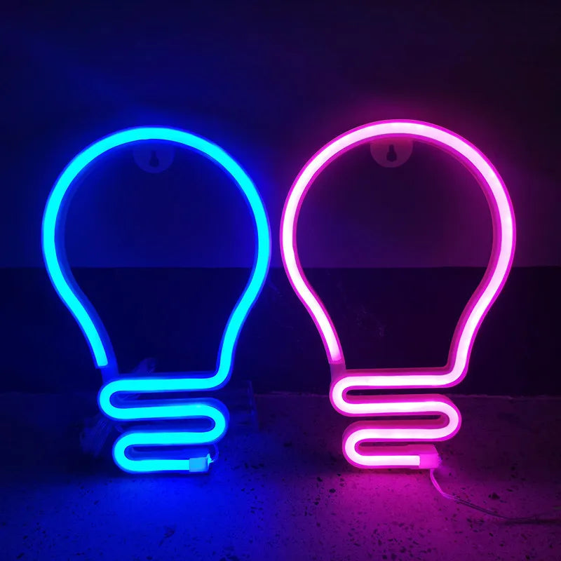 lampe led néon bleu rose blanc décoration chambre moderne minimaliste batterie usb