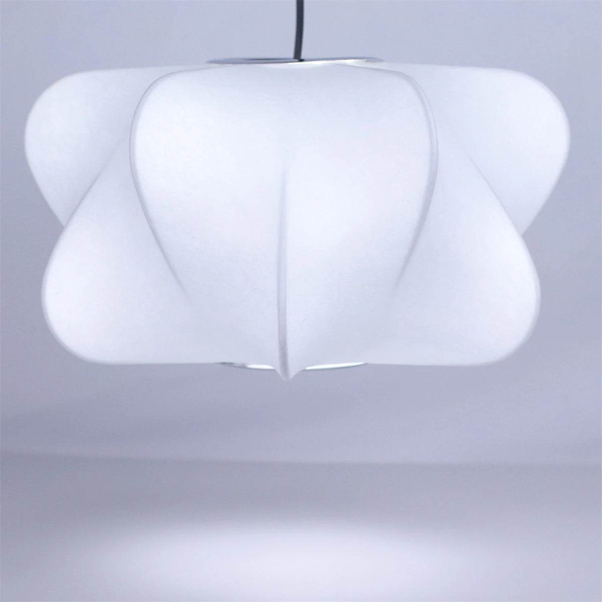 suspension lumineuse moderne blanche lotus fer soie plafonnier minimaliste toucher on off