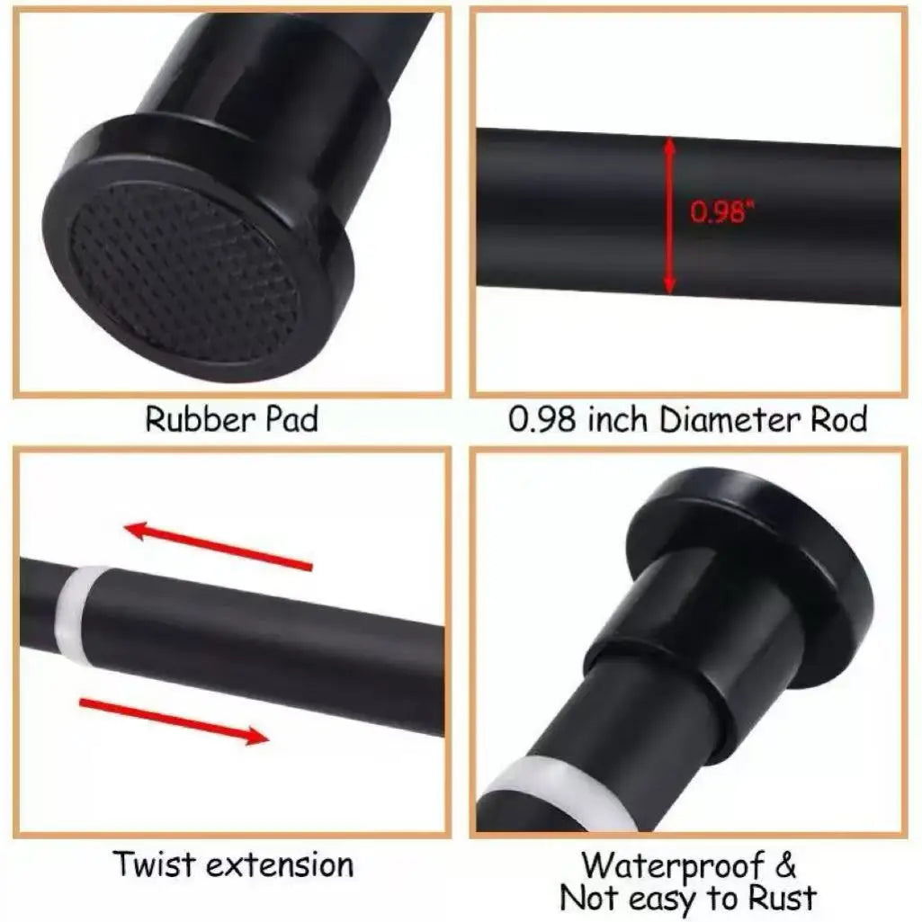 tringle douche ajustable acier inoxydable noir blanc moderne sans perçage balcon salle bain