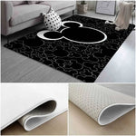 tapis anti dérapant mickey noir blanc moderne salon salle bain entrée résistant rayures polyester