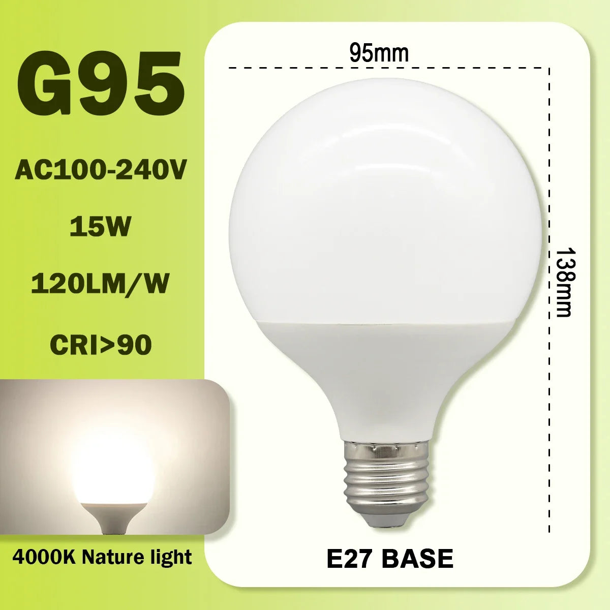 ampoules led blanc modernes e27 80mm 95mm 120mm 10w 15w 18w 270deg translucent
