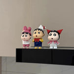 figurines anime personnages blanc rose bleu jaune noir cartoon