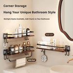 étagère salle bain bois marron foncé moderne fixée mur sans perçage réutilisable multifonctionnelle