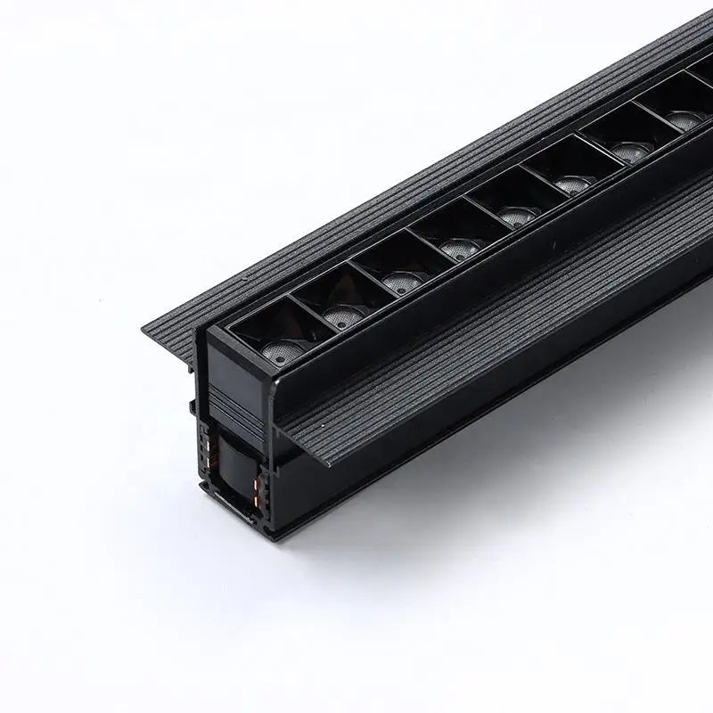 rail led magnétique noir moderne système éclairage intérieur minimaliste connecteurs d'angle