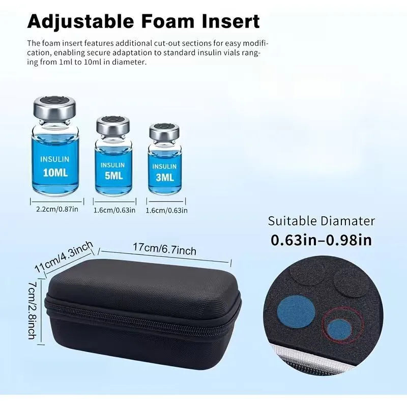 boîtes rangement flacons insuline noir zippées 10grids pratique compacte 3ml 5ml 10ml vials.storage