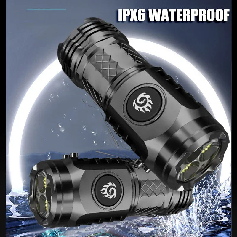 lampe torche rechargeable led 1000lm noir clip étanche 18350 compact usb emergency camping