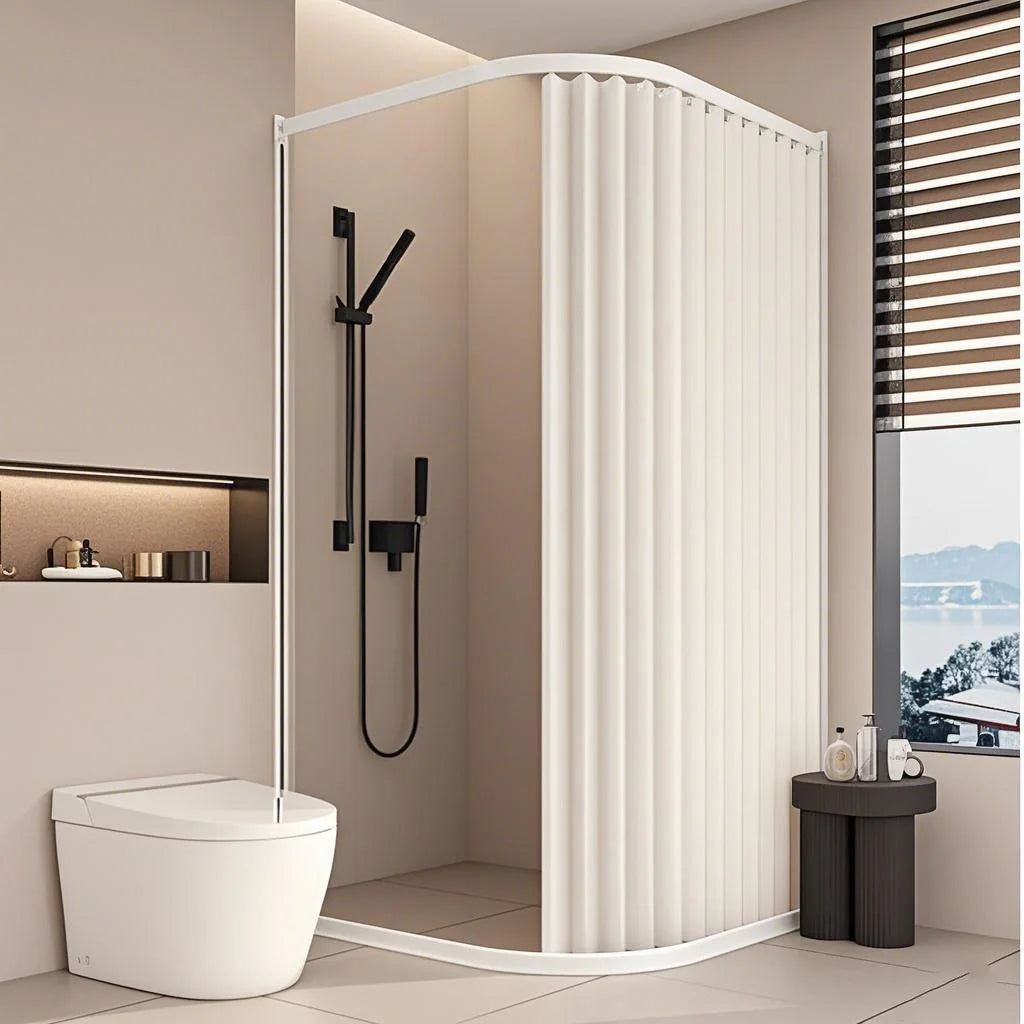 rideau douche pliant polyester tufté blanc rayures moderne opacité ourlet standard 100x200cm 120x200cm 180x200cm