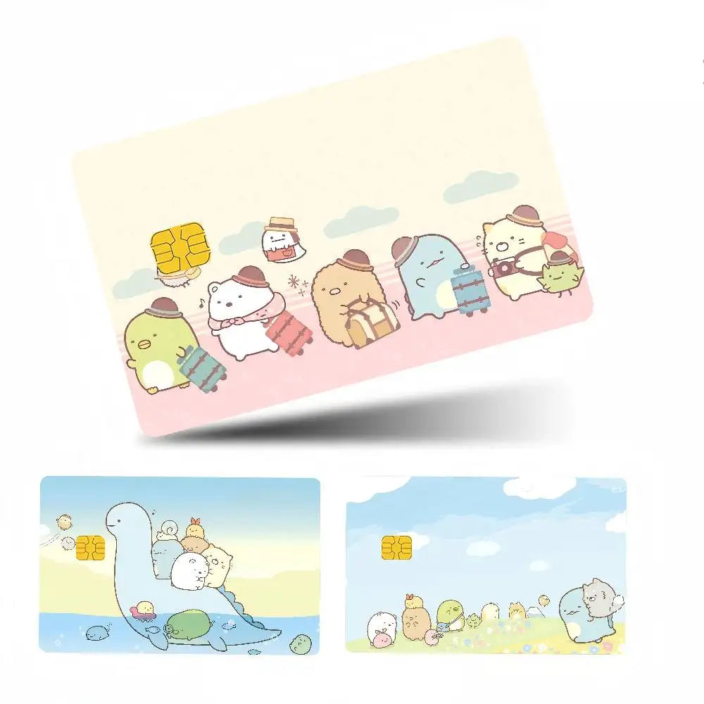 adhésifs décoratifs cartes bancaires dessin animé personnages mignons accessoires beige rose bleu vert marron