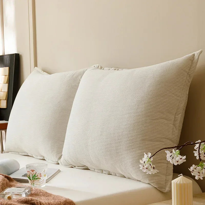 coussin dossier long velours côtelé rayé lit canapé moderne beige