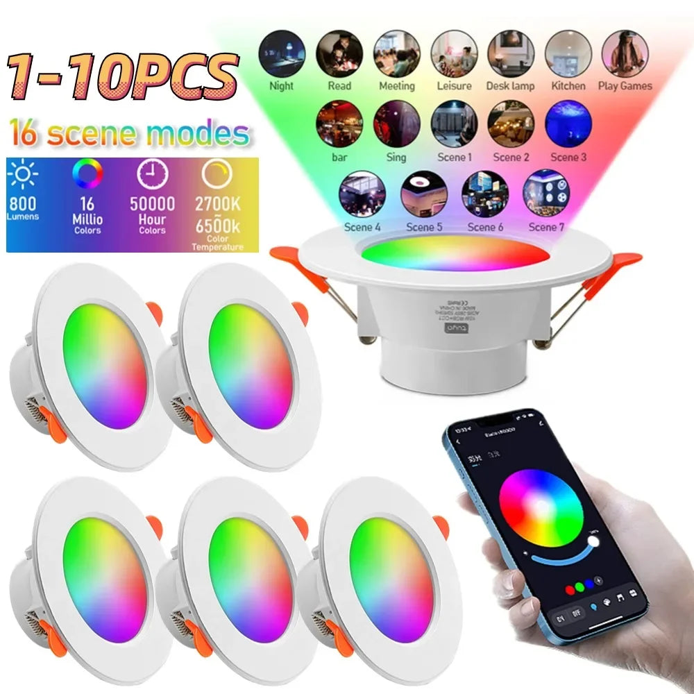 spots led intelligents 10w rgb changeants blanc moderne clips métalliques téléphone enceinte
