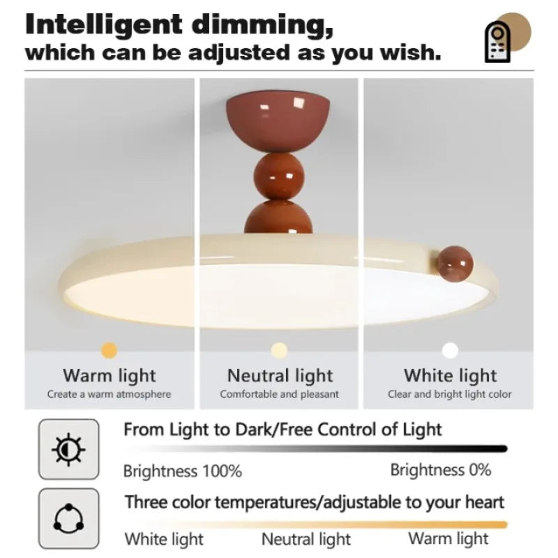 plafonnier led moderne suspension circulaire sphérique beige marron rouge télécommande minimaliste intérieur