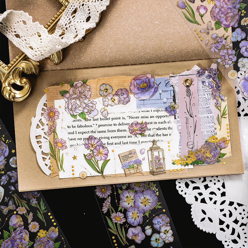 autocollants fleurs papillons rubans dorés scrapbooking diy journal filles vintage