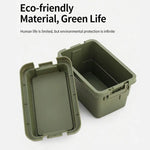 boîte rangement vert olive pratique poignées couvercle robuste autoportante matériau plastique réutilisable