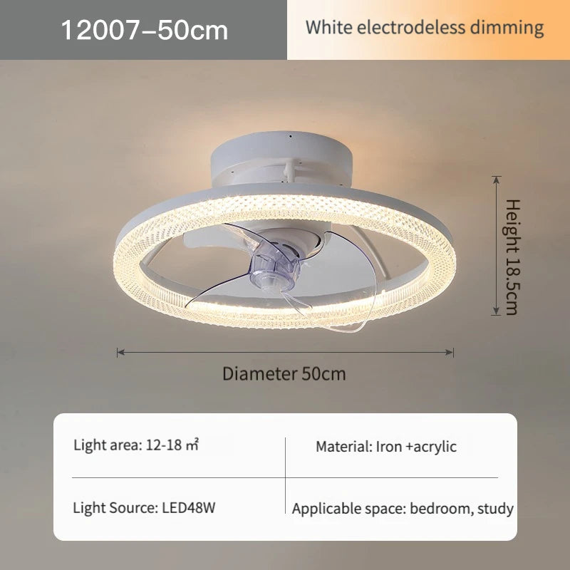 ventilateur or blanc moderne télécommande led transparent 50cm certification ul vde rohs
