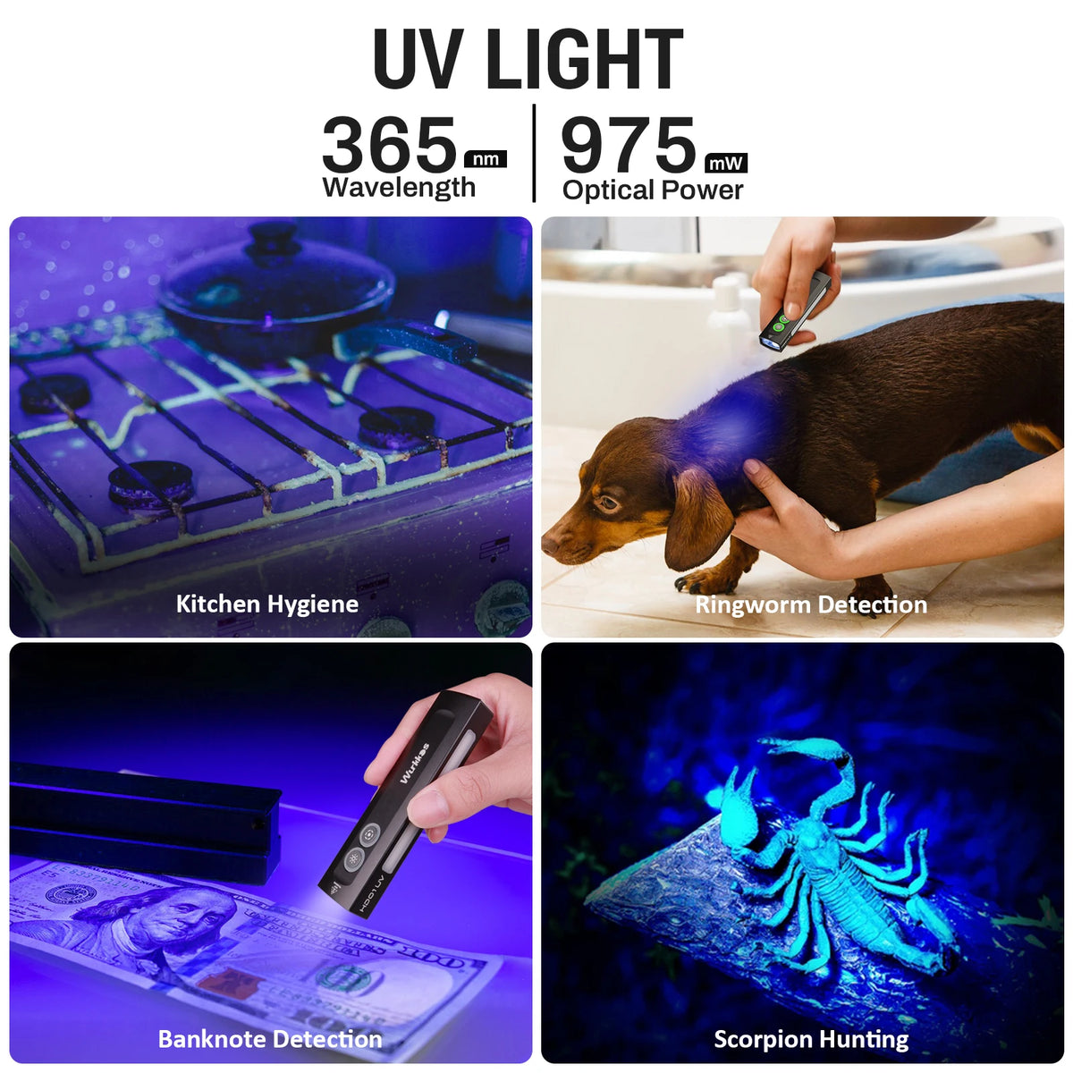lampe torche multifonction violet noir 1200 lumens ip65 étanche deux boutons clip moderne rechargeable