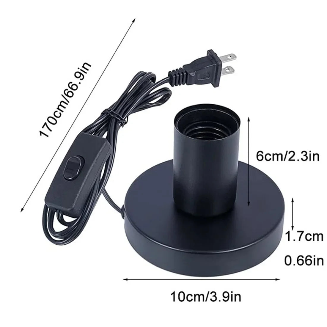 lampe table moderne base métal noir interrupteur câble prise us