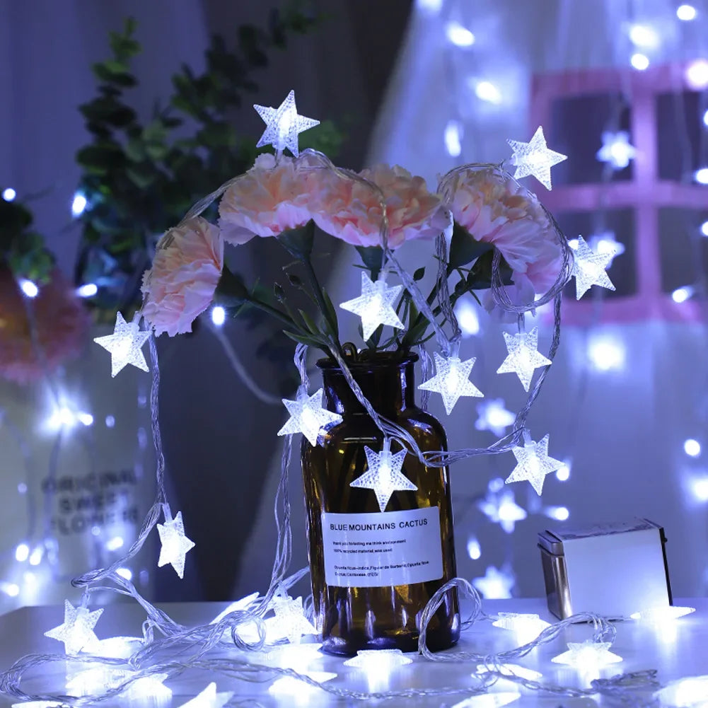 guirlande lumineuse flocons roses blancs modernes noel decoration festive led 3m multicouleur
