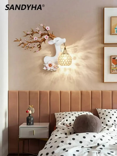 Applique murale LED cerf porte-bonheur design moderne salon