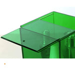 boîte rangement transparente moderne réutilisable respectueuse environnement violet vert bleu orange jaune cosmétiques bijoux