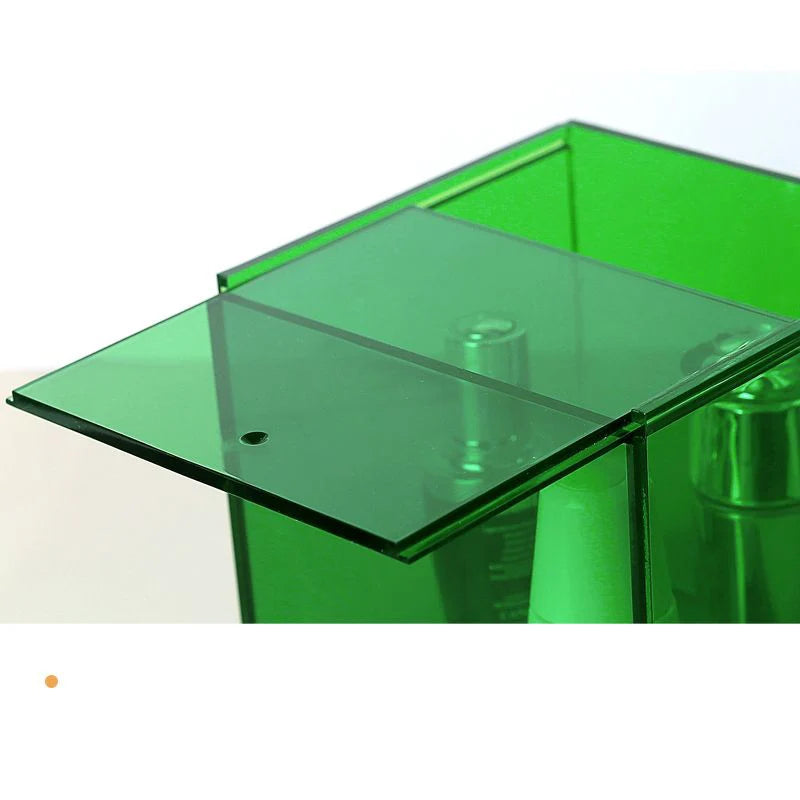 boîte rangement transparente moderne réutilisable respectueuse environnement violet vert bleu orange jaune cosmétiques bijoux