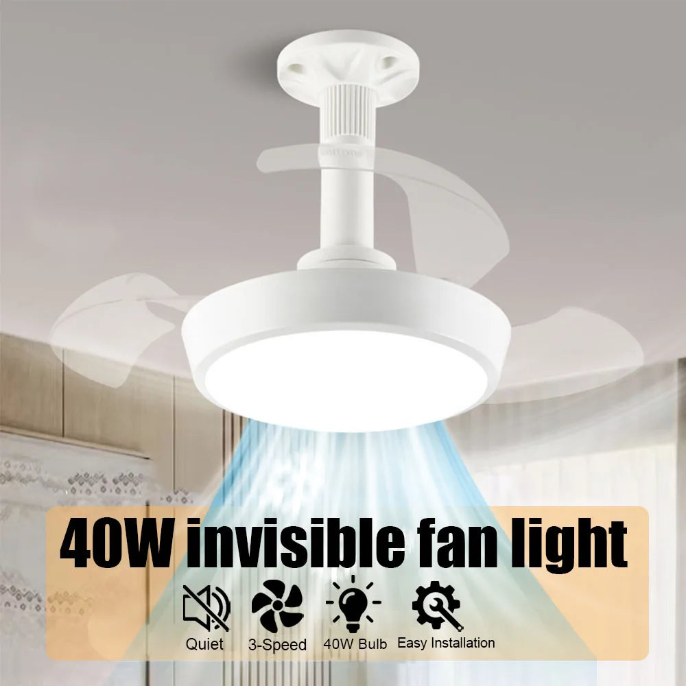 ventilateur lampe led moderne blanc télécommande vitesses flux lumineux certification ul rohs fcc