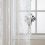 rideau floral transparent dentelle polyester fenêtre vintage pastorale 145x160cm blanc