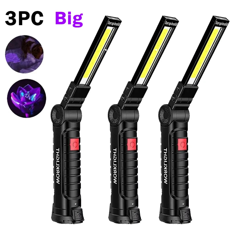 lampe torche uv led rechargeable aimant noir texturé pratique robuste