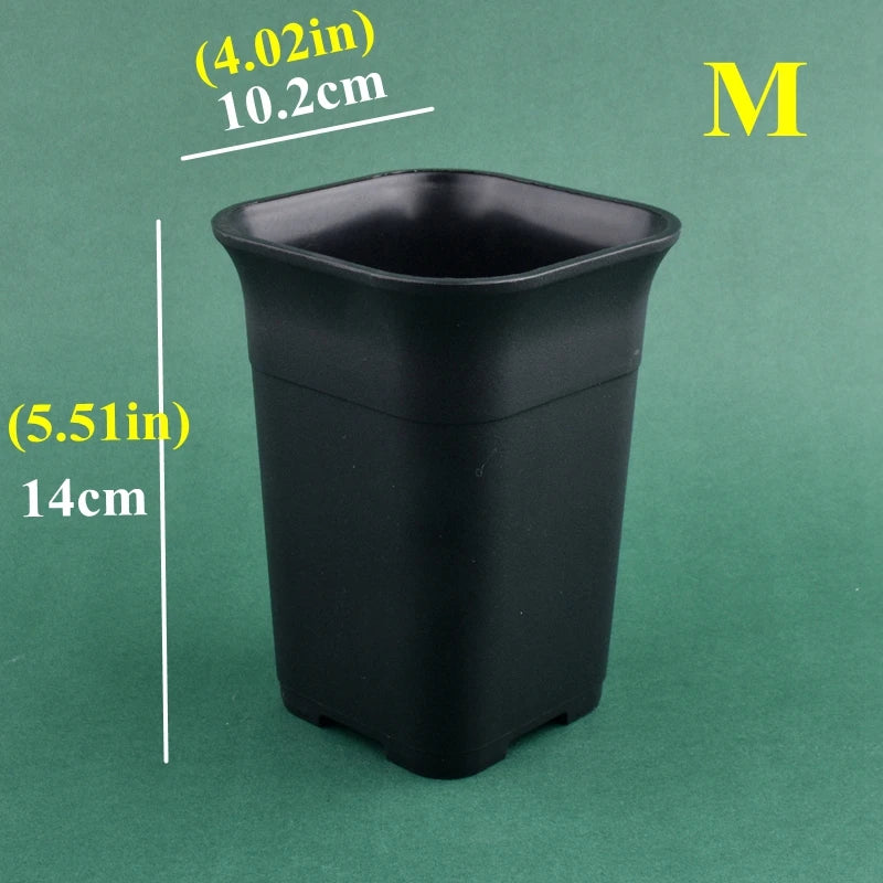 Pots fleurs carrés modernes blanc noir grains drainage 10 pièces