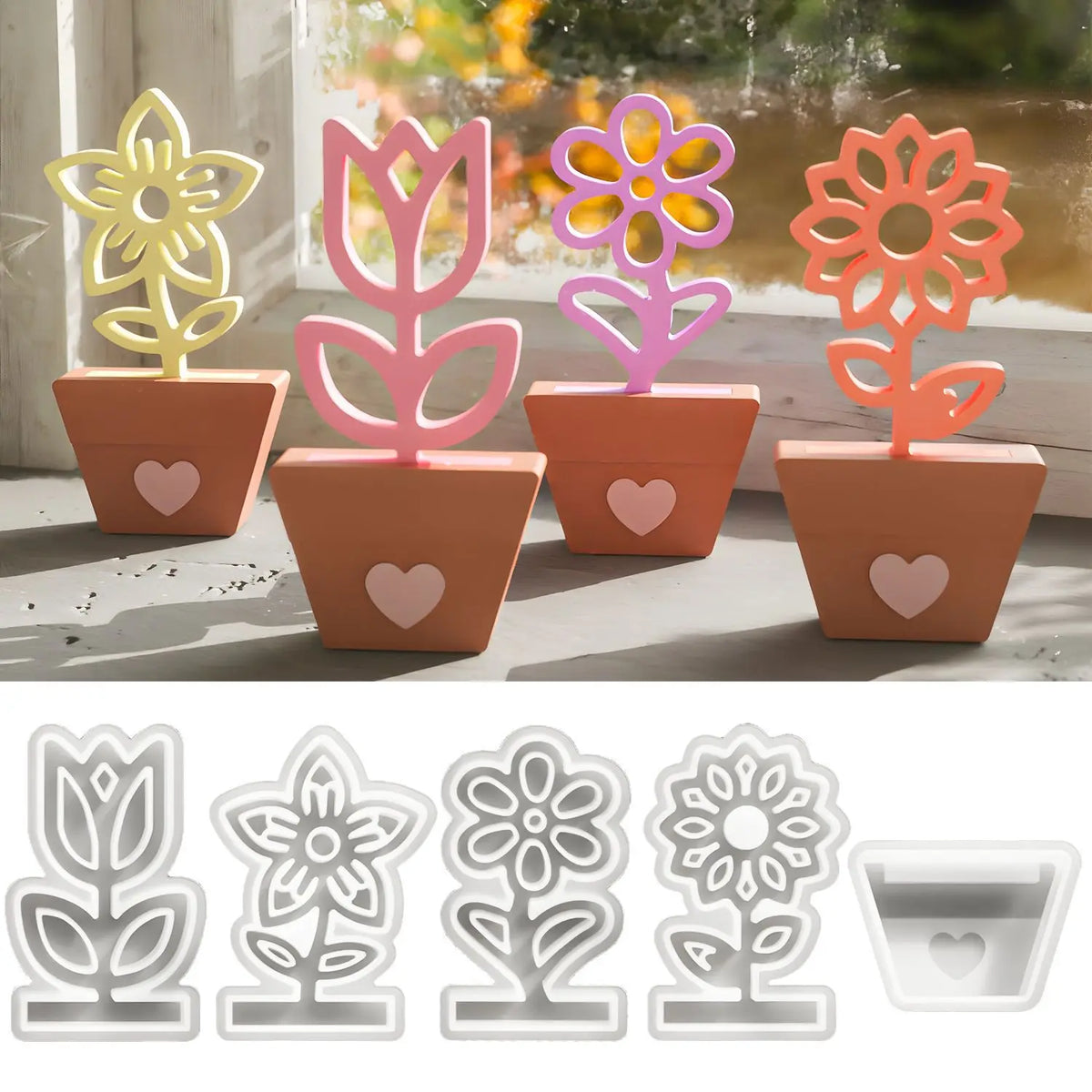 porte livres fleurs forme moderne silicone couleur jaune rose orange minimaliste adhésif