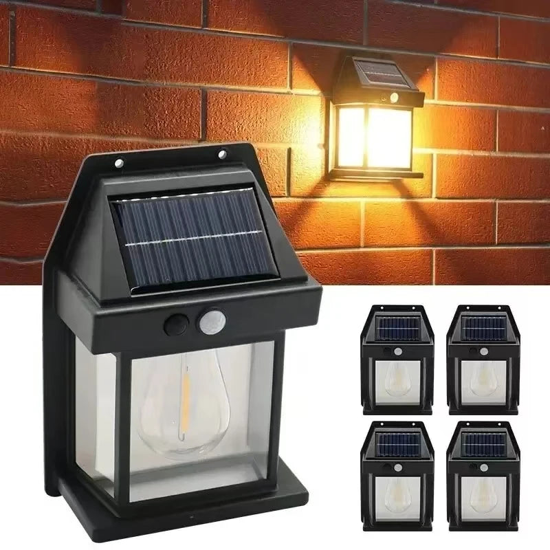 lampe solaire murale noire led transparente moderne capteur mouvement panneau solaire