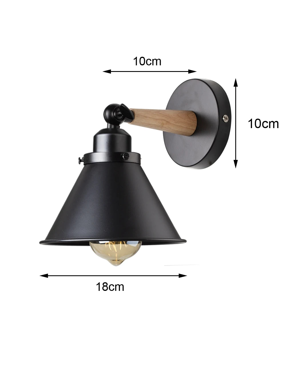 lampe murale industrielle vintage conique noire blanche bois led étude chambre salle bain entree