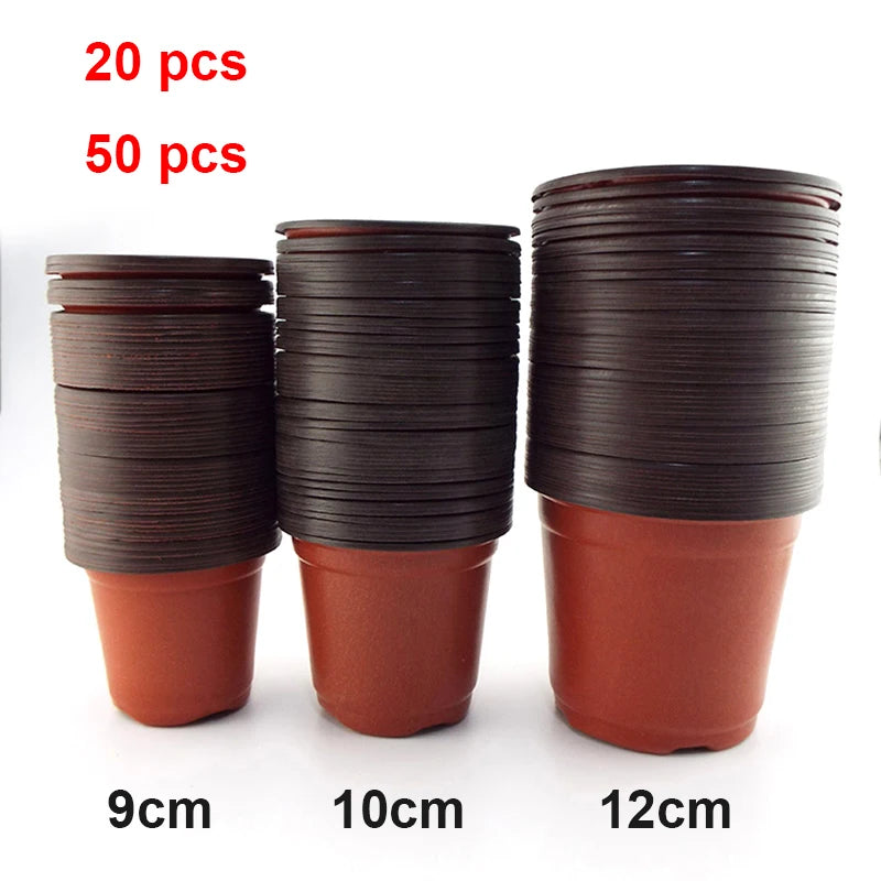 pots fleurs marron plastique classique 9cm 10cm 12cm culture plantes maison jardin