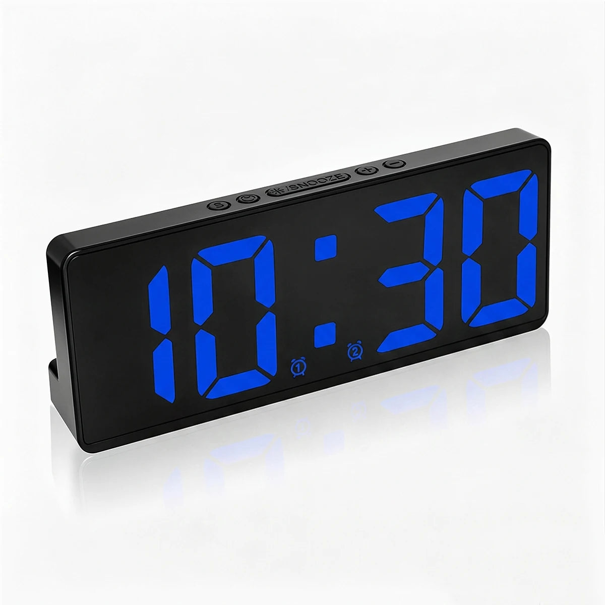 horloge numérique moderne détection vocale affichage température mode nuit led noir geometrique