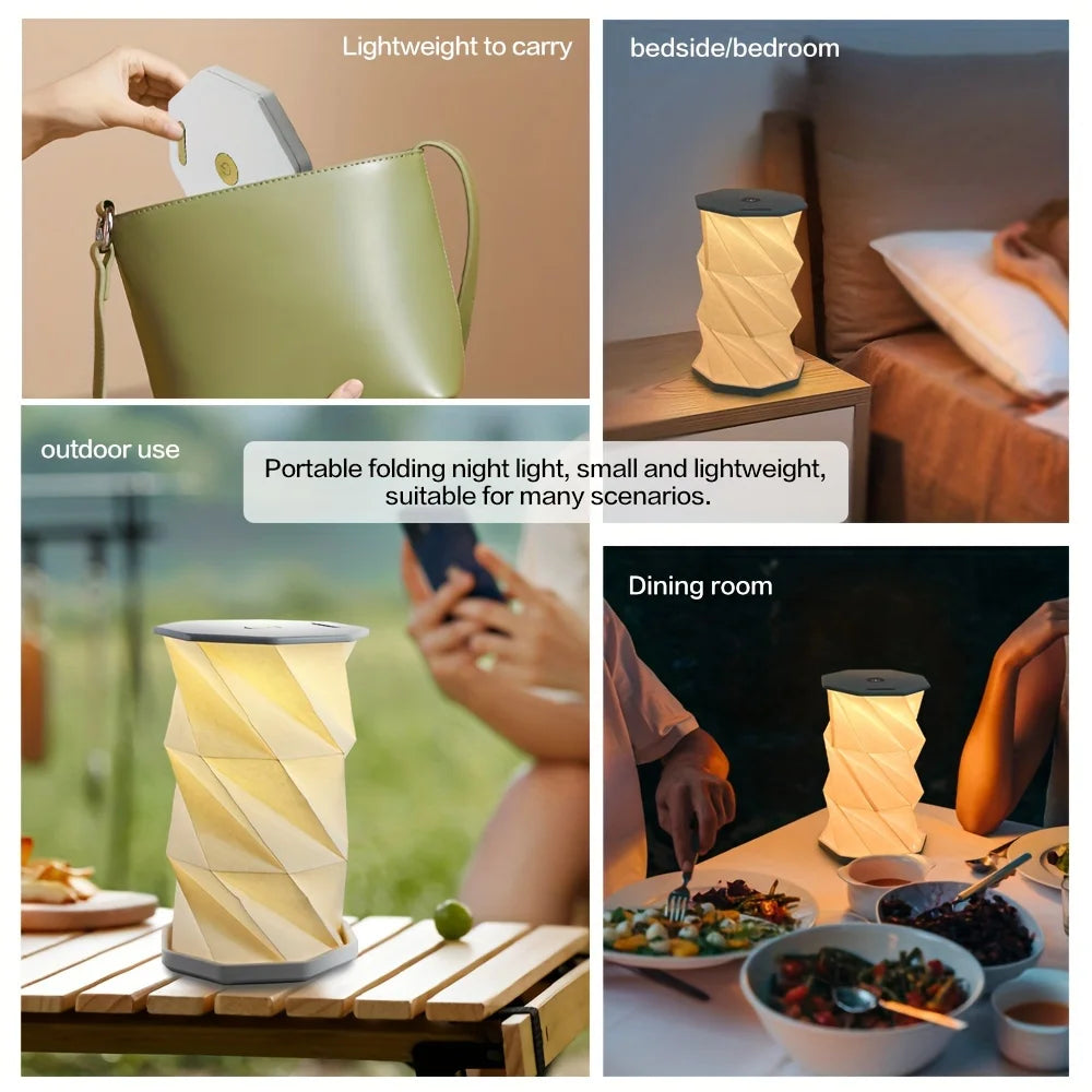 lampe table pliable origami gris beige moderne led rechargeable sans fil