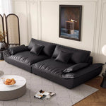 canapé d'angle simili cuir noir moderne coussins doux 180cm 210cm