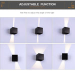Lampe murale LED contemporaine étanche noir blanc ajustable intérieure extérieure