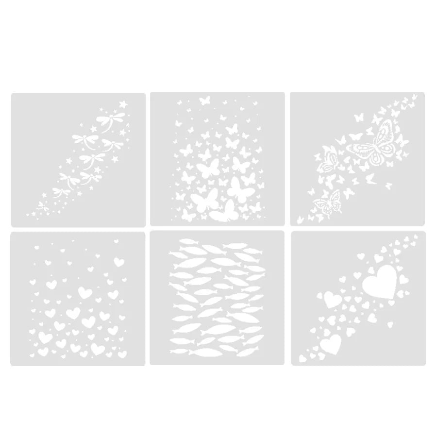 stencils blanc coeurs papillons moderne poissons libellules décoratifs jaune bleu rose