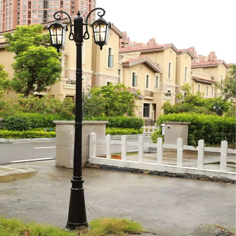 poteau lumineux vintage noir ip65 led éclairage public moderne cour jardin park lumière imperméable