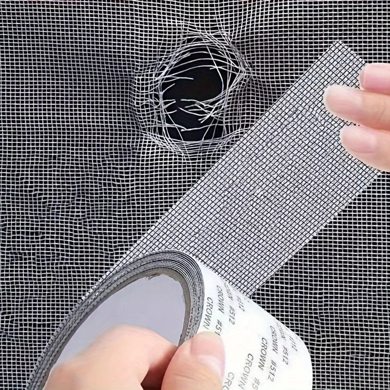 ruban réparation moustiquaire adhésif autoagrippant gris maille fine pratique 5cm large 2m longueur