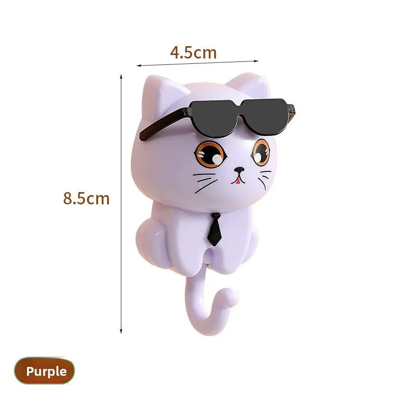 porte clés chat mignon lunettes cravate adhésif blanc noir vert pâle moderne imperméable résistant