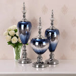 vases décoratifs bleu doré texture miroir opacité classique base solide