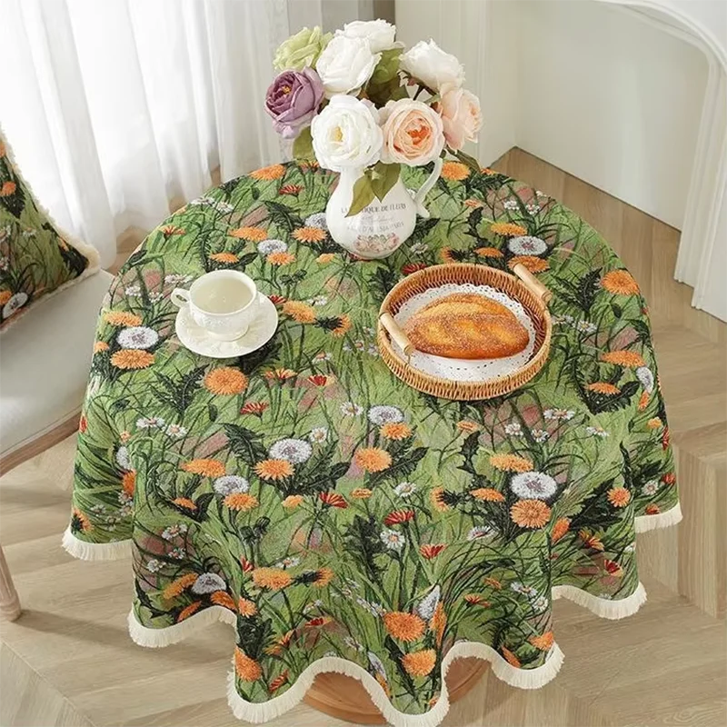 nappe table ronde traditionnelle oiseaux floral hiver printemps été fête mèresversible machine maison mariage