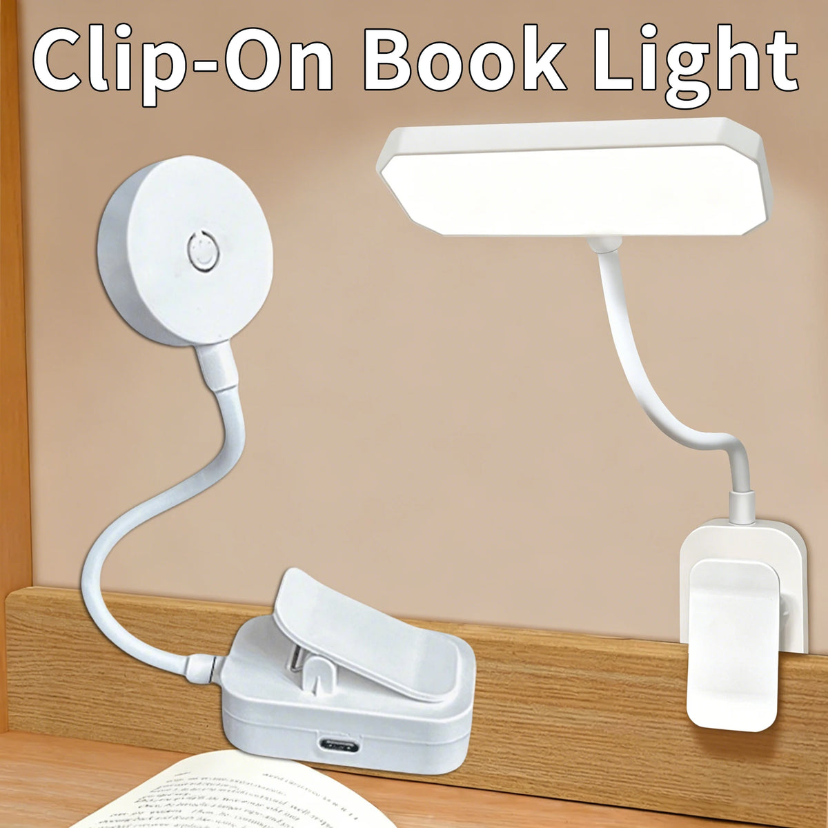 lampe lecture rechargeable led flexible pince blanc moderne nuit table chambre lit livre