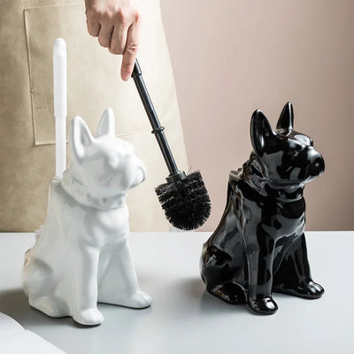 Brosse de toilette chien Shapi en céramique chocolat